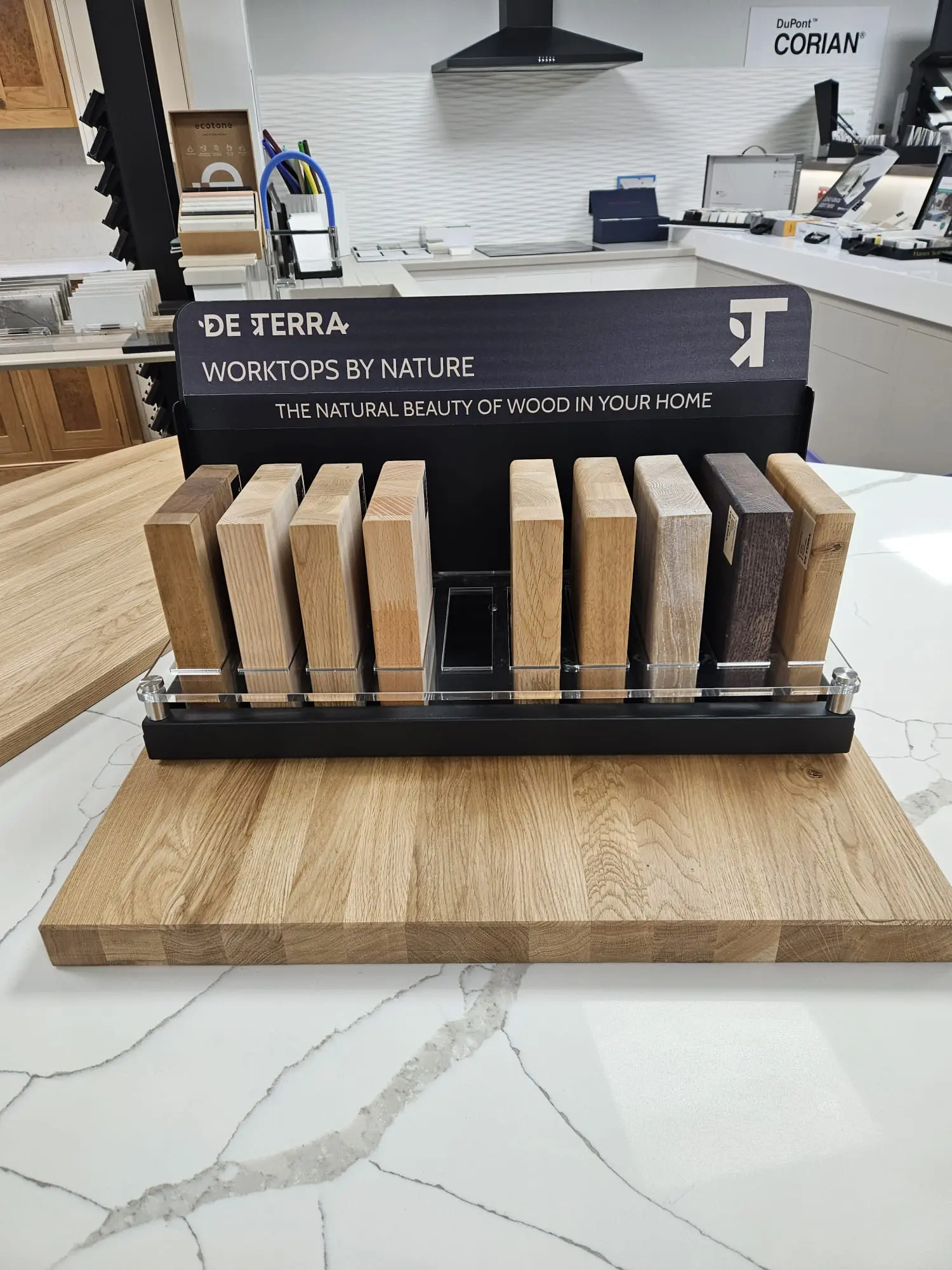 Detail of De Terra wood worktop grain and finish