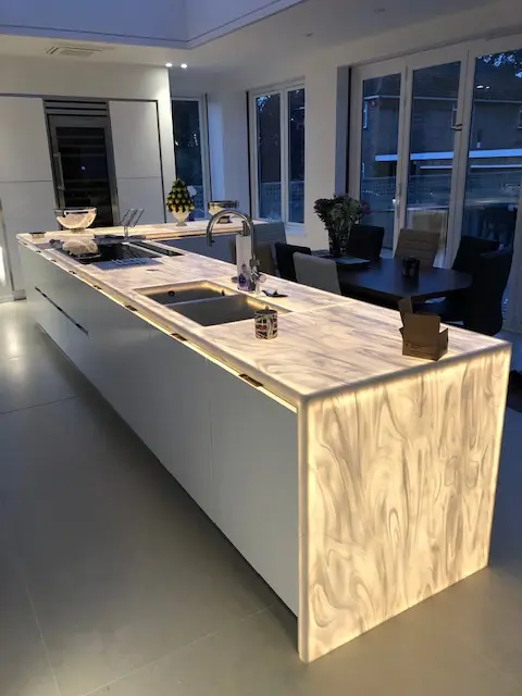 Marble island with LED lighting fitted in Bury St Edmunds