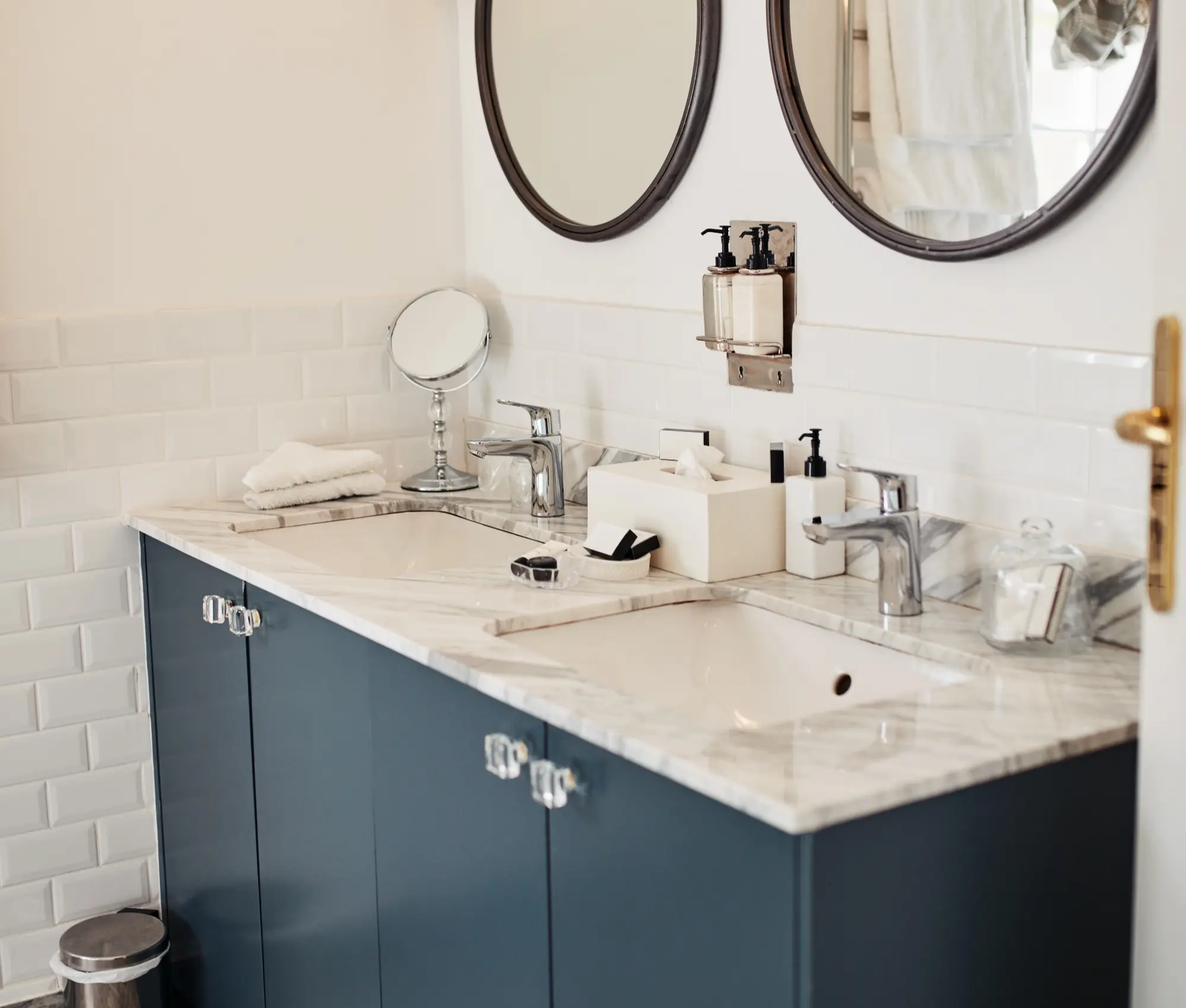 Marble sink surround cut and polished to fit
