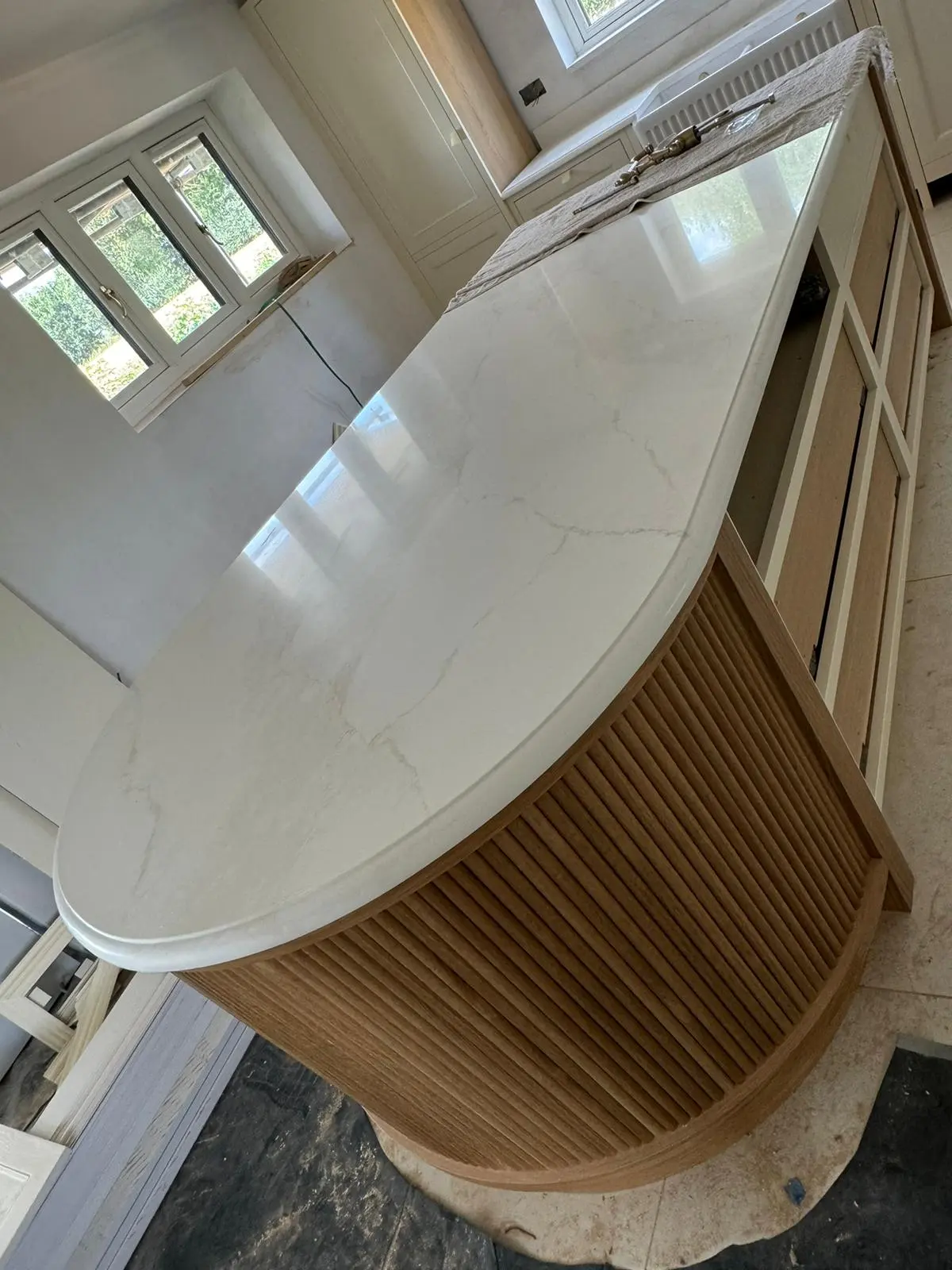 Kitchen worktop with a rounded polished edge profile