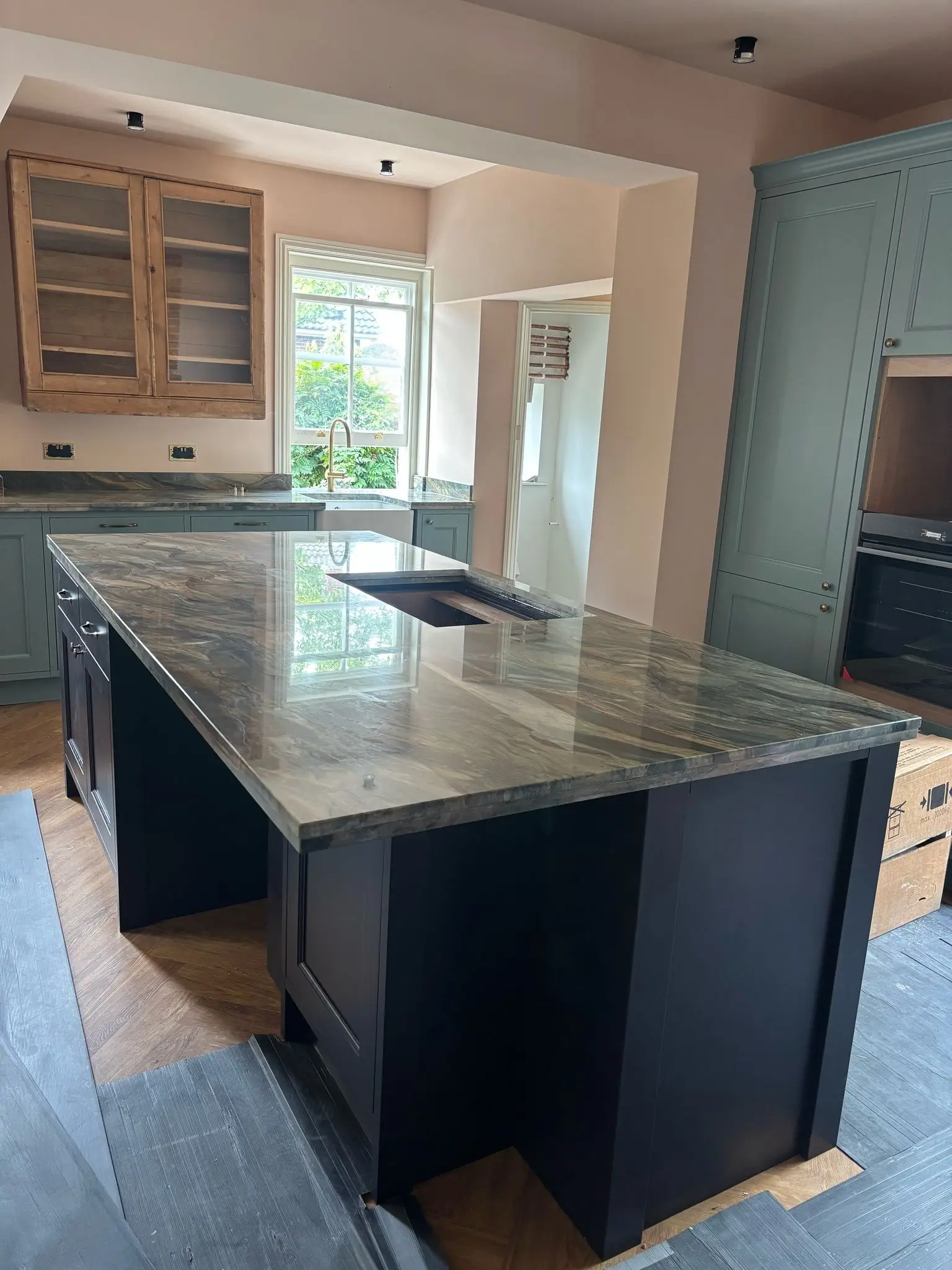 Dark marble island countertop fitted in Bury St Edmunds